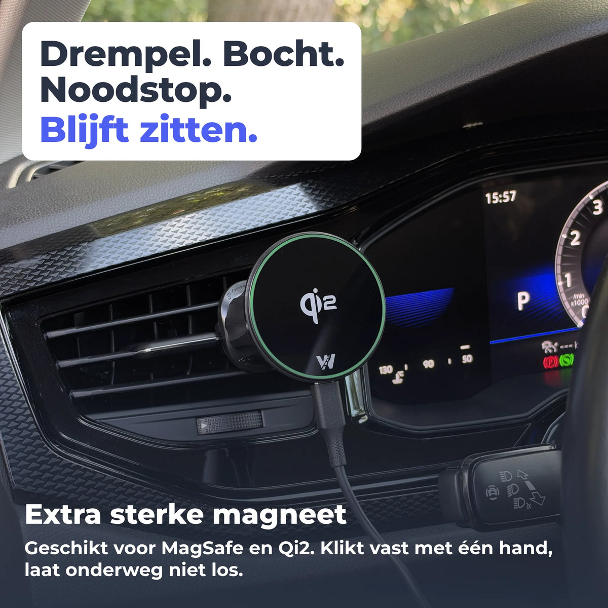 Magnetische telefoonhouder auto Wegman met extra sterke magneet, geschikt voor MagSafe en Qi2