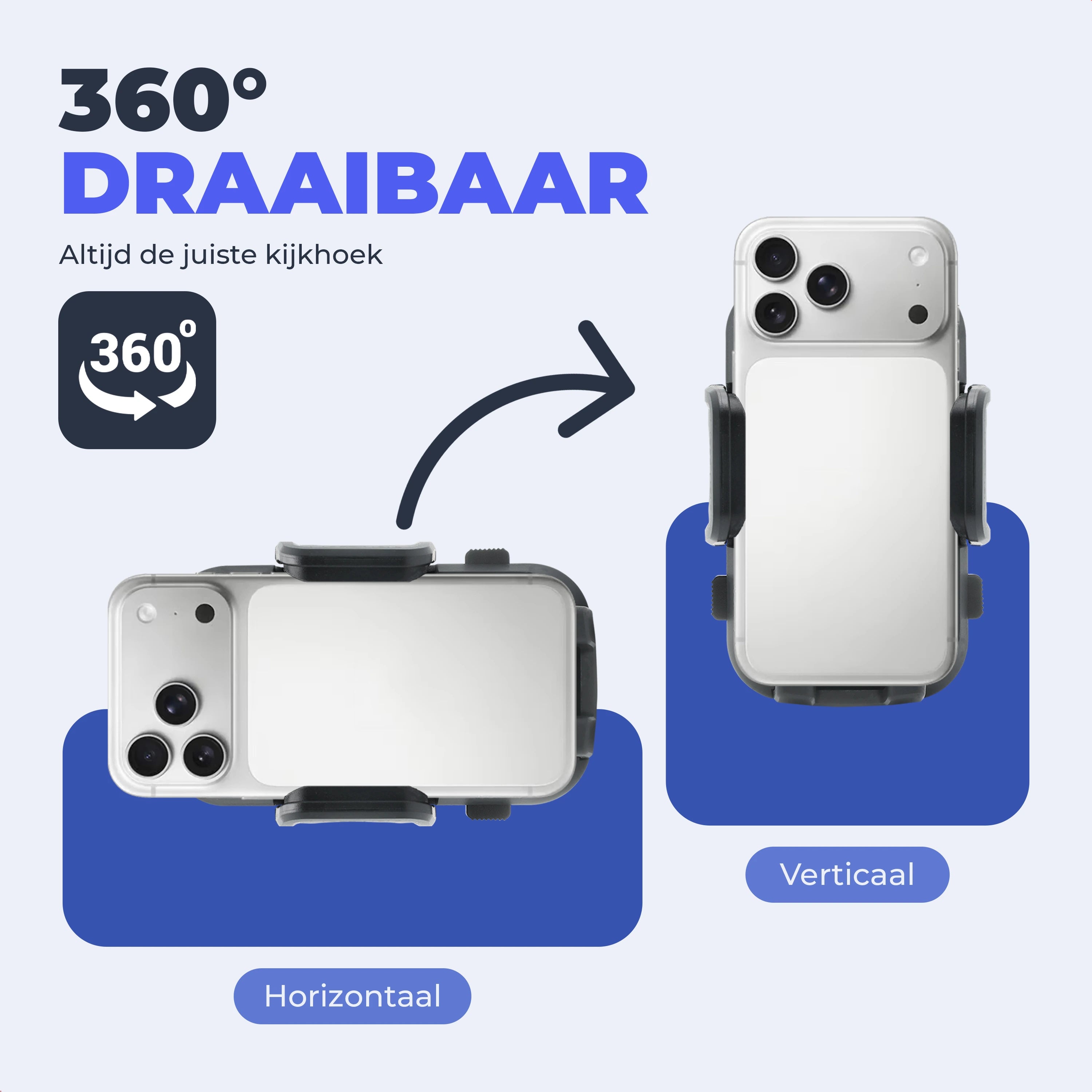 Wegman gsm houder auto ventilatierooster 360 graden draaibaar horizontaal en verticaal